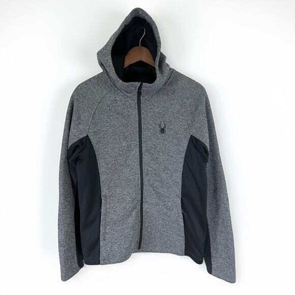 Spyder Men’s Full Zip Hooded Jacket Gray Black Heather Performance Size Medium - Picture 1 of 10